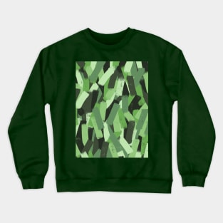 Painted Style Green Camo in Smudgy Brush Stroke Stripes Crewneck Sweatshirt